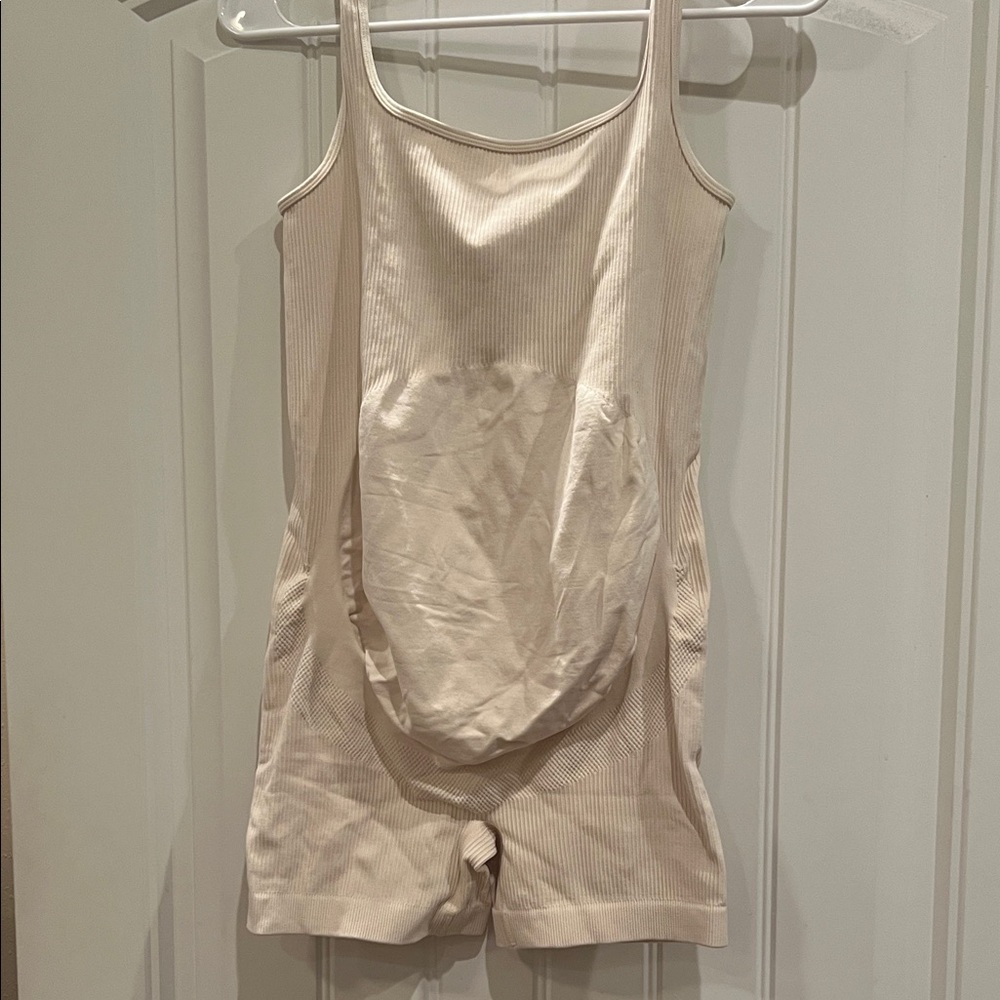 Women's Cream Ribbed Maternity Bodysuit